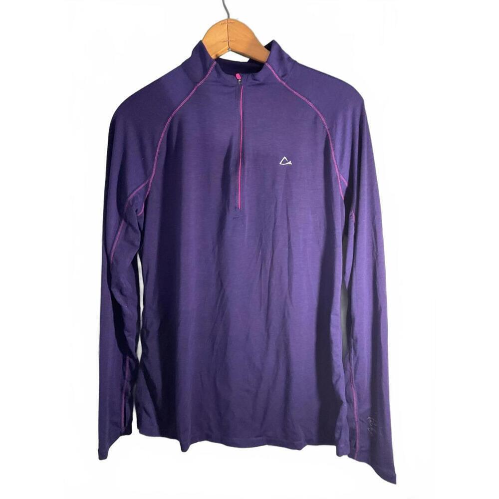 Paradox Purple Long Sleeve Base Layer  Merino Blend Quarter Zip Pullover Large